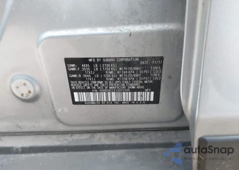 2018 Subaru Outback 2.5I Premium from USA, damaged, VIN 4S4BSACC4J3273369